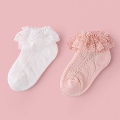 2 пары детские носки с кружевной отделкой Shein