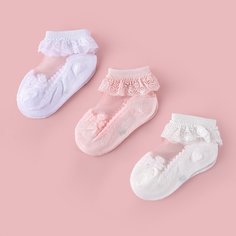 3 пары детские носки с кружевной отделкой Shein
