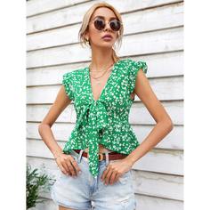 С оборками цветочный Бохо Женские топы Shein