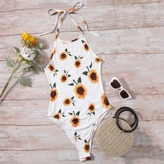 Боди с принтом подсолнечника Shein