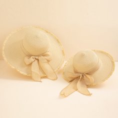 2шт соломенная шляпа с бантом для родителей-детей Shein