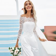 Кружевное боди с открытыми плечами Shein