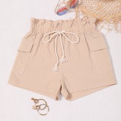 Карман Одноцветный Повседневный Шорты Shein