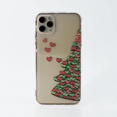 Прозрачный чехол для телефона с узором сердечка Shein