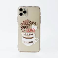 Прозрачный чехол для телефона с узором кофе Shein