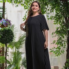 Полосатый Повседневный Платья размер плюс Shein