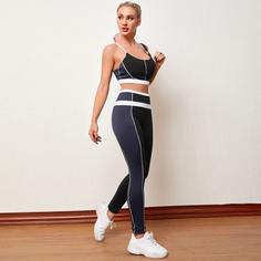 крест на крест Контрастный цвет Спортивный комплектный костюм Shein