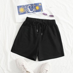 узел Одноцветный Повседневный Шорты размер плюс Shein