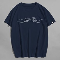 Мужская футболка с короткими рукавами и узором жестов Shein