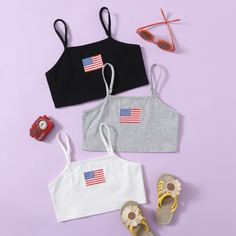 3шт майка для девочек Shein