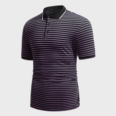 Мужская рубашка-поло в полоску Shein