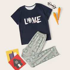 Мультяшный принт милый Домашняя одежда для девочек Shein