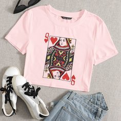 Футболка с принтом игральной карты Shein