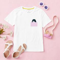 Объект Повседневный Футболки для маленьких девочек Shein