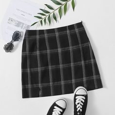 Юбка на молнии в клетку Shein