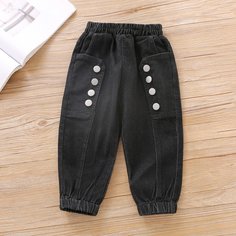 Двубортные джинсы для девочек Shein