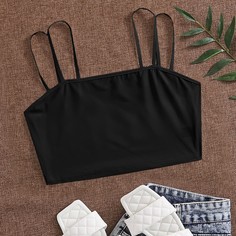 Однотонный короткий топ на бретелях Shein