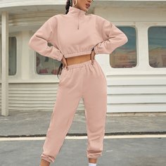 Однотонные спортивные брюки с высокой талией Shein