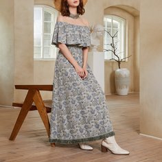 с бахромой Пейсли Бохо Платье Shein