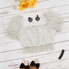 С оборками В горошёк Бохо Блузы Shein