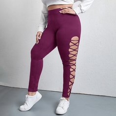 Леггинсы размера плюс с разрезом Shein