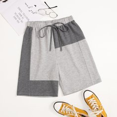 на кулиске Контрастный Повседневный Шорты Shein
