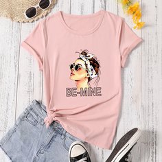 буква Повседневный Футболки Shein