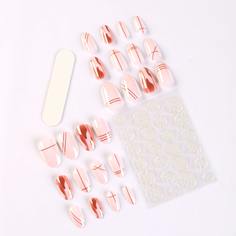 24шт накладные ногти в полоску & 1 лист лента & 1шт пилочка для ногтей Shein