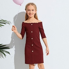 Однотонное облегающее платье для девочек Shein