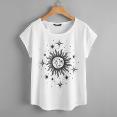 Принт космос Повседневный Футболки Shein