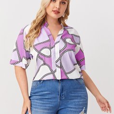 Блузка размера плюс с принтом цепочки Shein