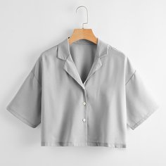 Однотонная блузка с лацканами Shein