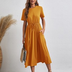 Платье с узлом и карманами Shein