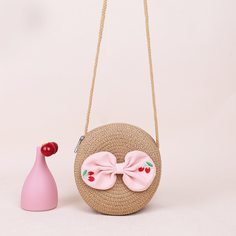 Соломенная круглая сумка с бантом для девочек Shein