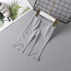 с бантом Одноцветный Повседневный Леггинсы для девочек Shein