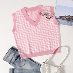 Вязаный жилет с узором "хаундстут Shein