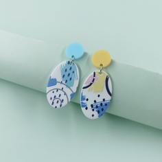 Контрастные геометрические серьги-подвески Shein