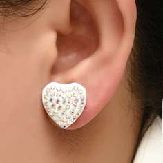 Серьги-гвоздики в форме сердечка со стразами Shein