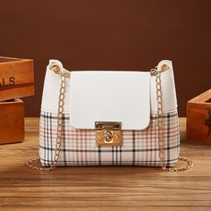 На цепочке Клетка Институтский Сумка через плечо Shein