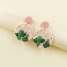 Круглые серьги-подвески с кактусом Shein