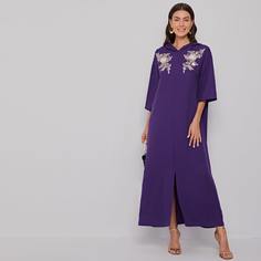 Платье с капюшоном и аппликацией Shein