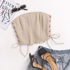 Топ без бретелек на шнуровке и узлом Shein