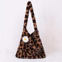 Плюшевая сумка на плечо с леопардовым принтом и цветком Shein