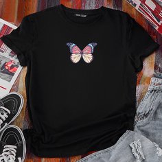 Футболка с принтом бабочки и круглым вырезом Shein