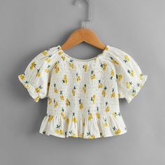 с оборками Фрукты и овощи Бохо Блузы для девочек Shein