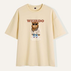 Мужская футболка с короткими рукавами и буквами и мультяшным рисунком Shein