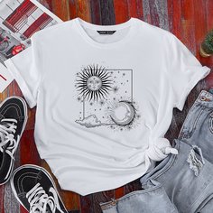 Футболка с круглым воротником и принтом Shein