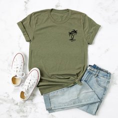 Футболка размера плюс с принтом "тропические деревья Shein