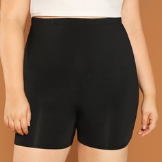 Плюс размеры твердые леггинсы шорты Shein