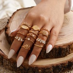 Кольцо со стразами 13шт Shein